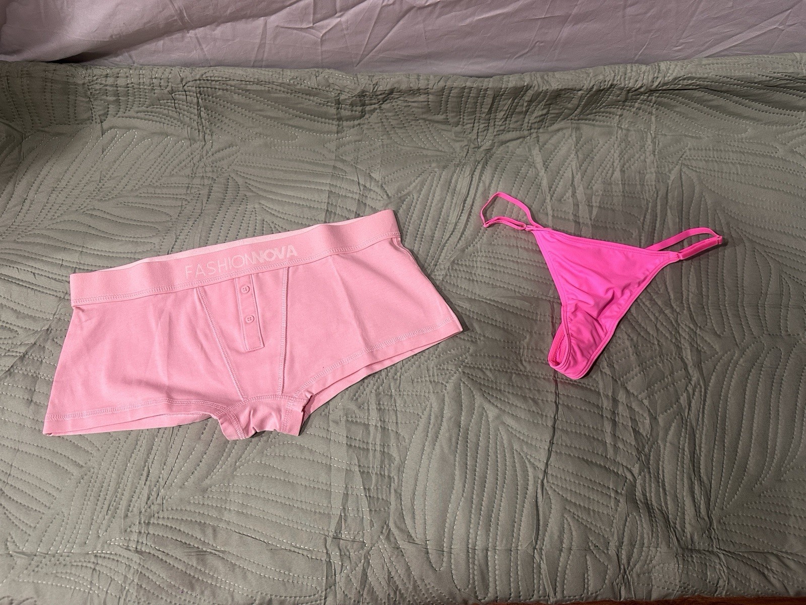 Fashion Nova Women’s 2 Pack Pink Solid Panties Boyshort+Thong S/M Cotton Blend