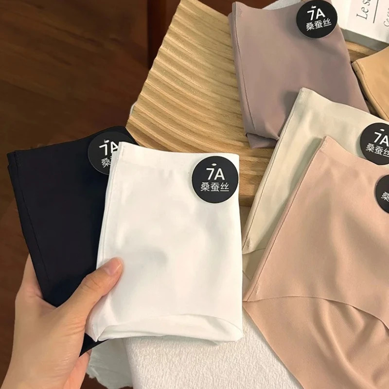 Silk Brief Panties Seamless Mid Rise Soft Stretch Lightweight Women Underwear