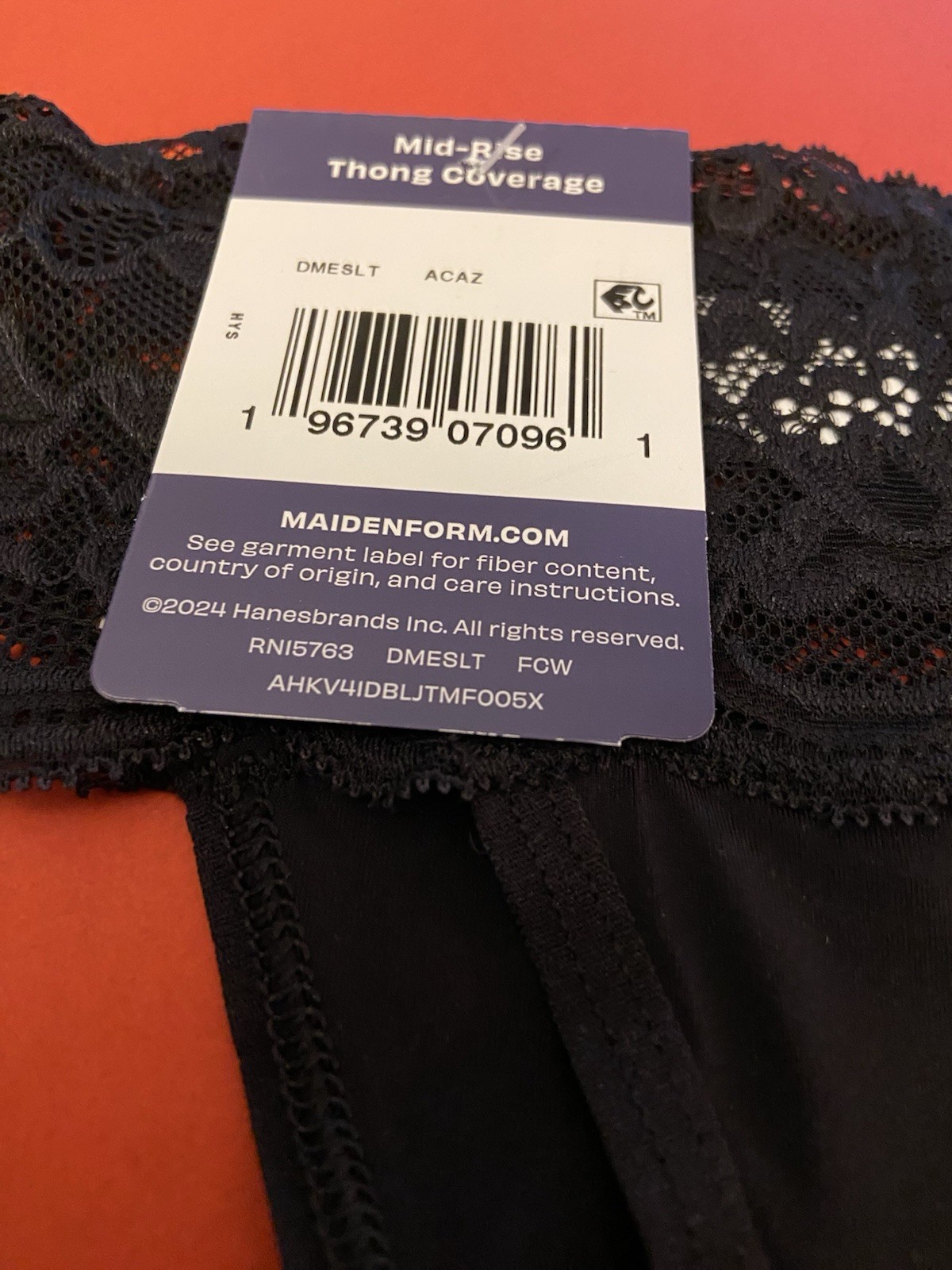 NEW! MAIDENFORM BLACK THONG PANTIES W LACE TRIM/ $13/ Size 8 /X-LARGE