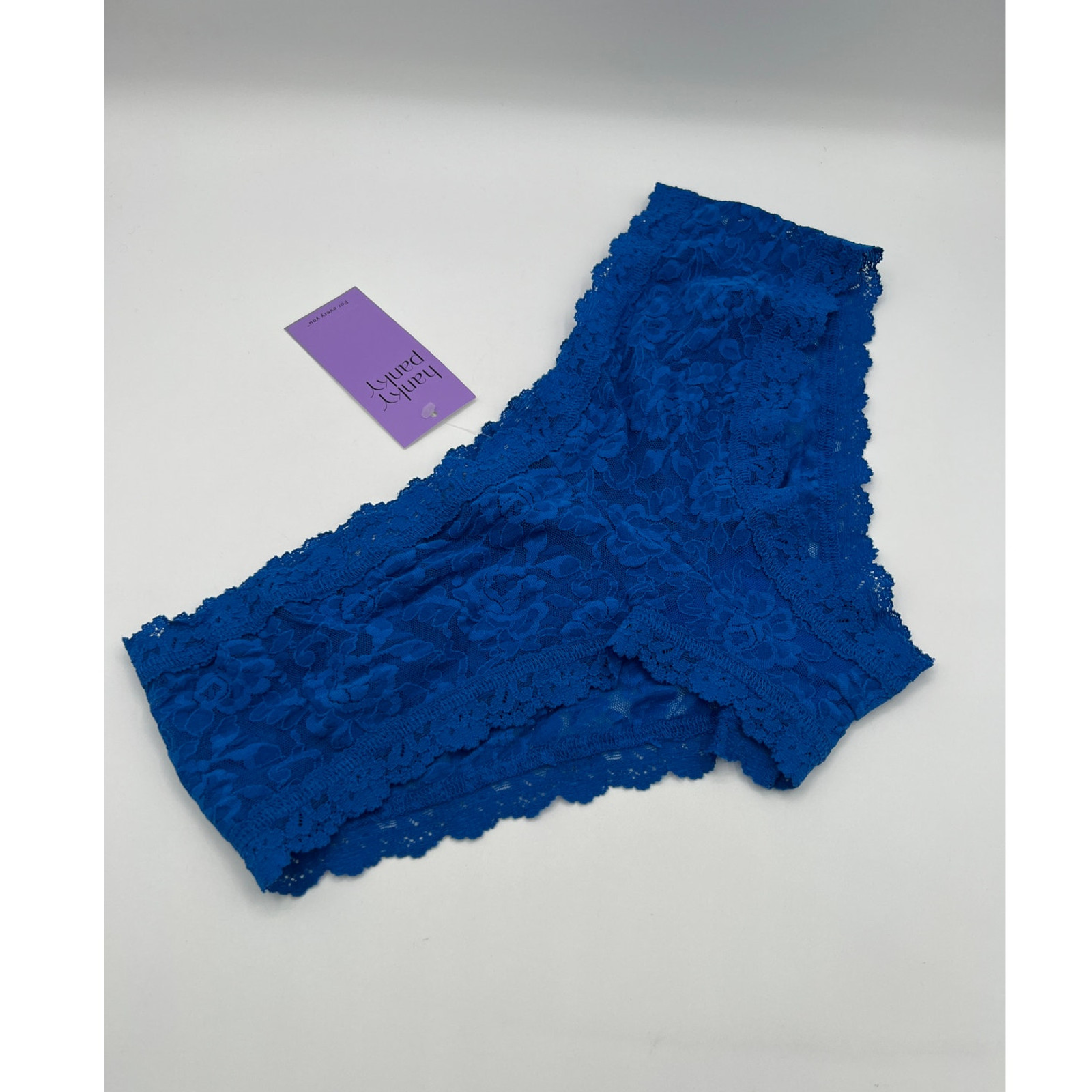 HANKY PANKY SIZE XSMALL LACE SIGNATURE BOY SHORT PANTY SAPPHIRE BLUE NWT
