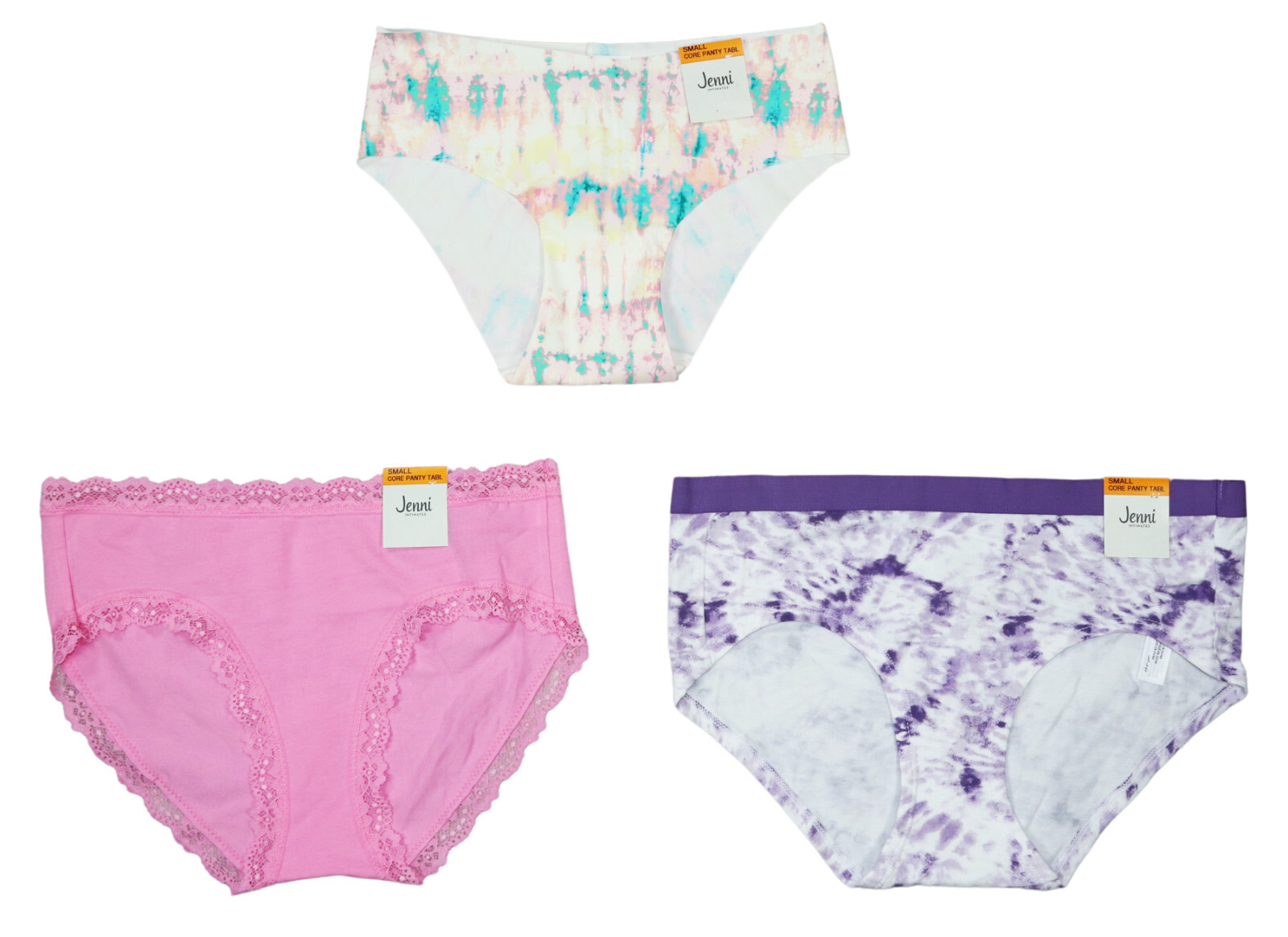 Jenni by Jennifer Moore 3-Pack Assorted Styles Bikini Panty Underwear Small NWT