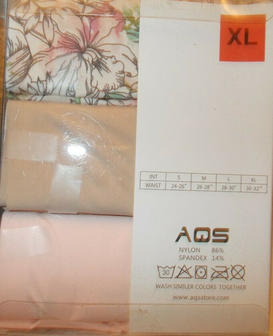 3 AQS laser cut seamless bikini underwear 3 nuetrals XL 30-32 waist nylon/spande