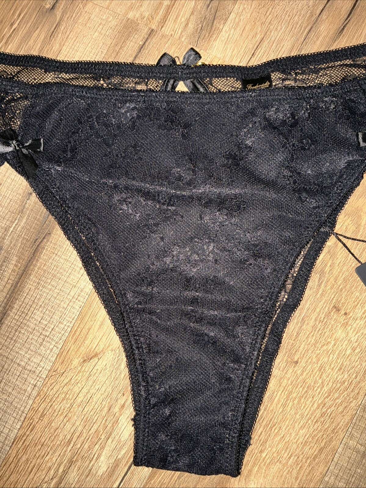 NWT XXL Frederick’s Of Hollywood LUELLA Floral Lace Black Panties F300-0032