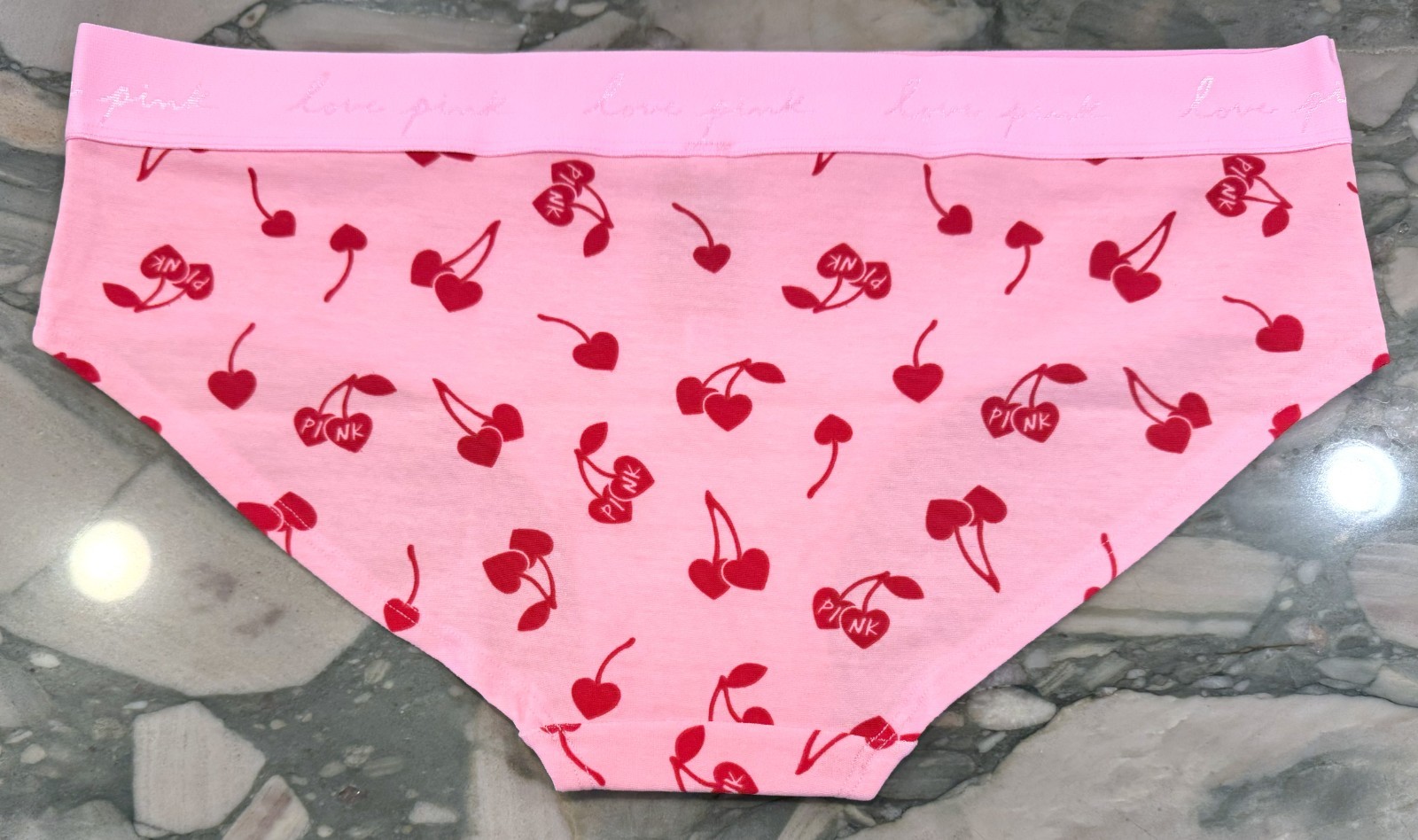 NEW Victoria Secret PINK Cotton Logo Hipster Panty – Pink & Red Cherries – XXL