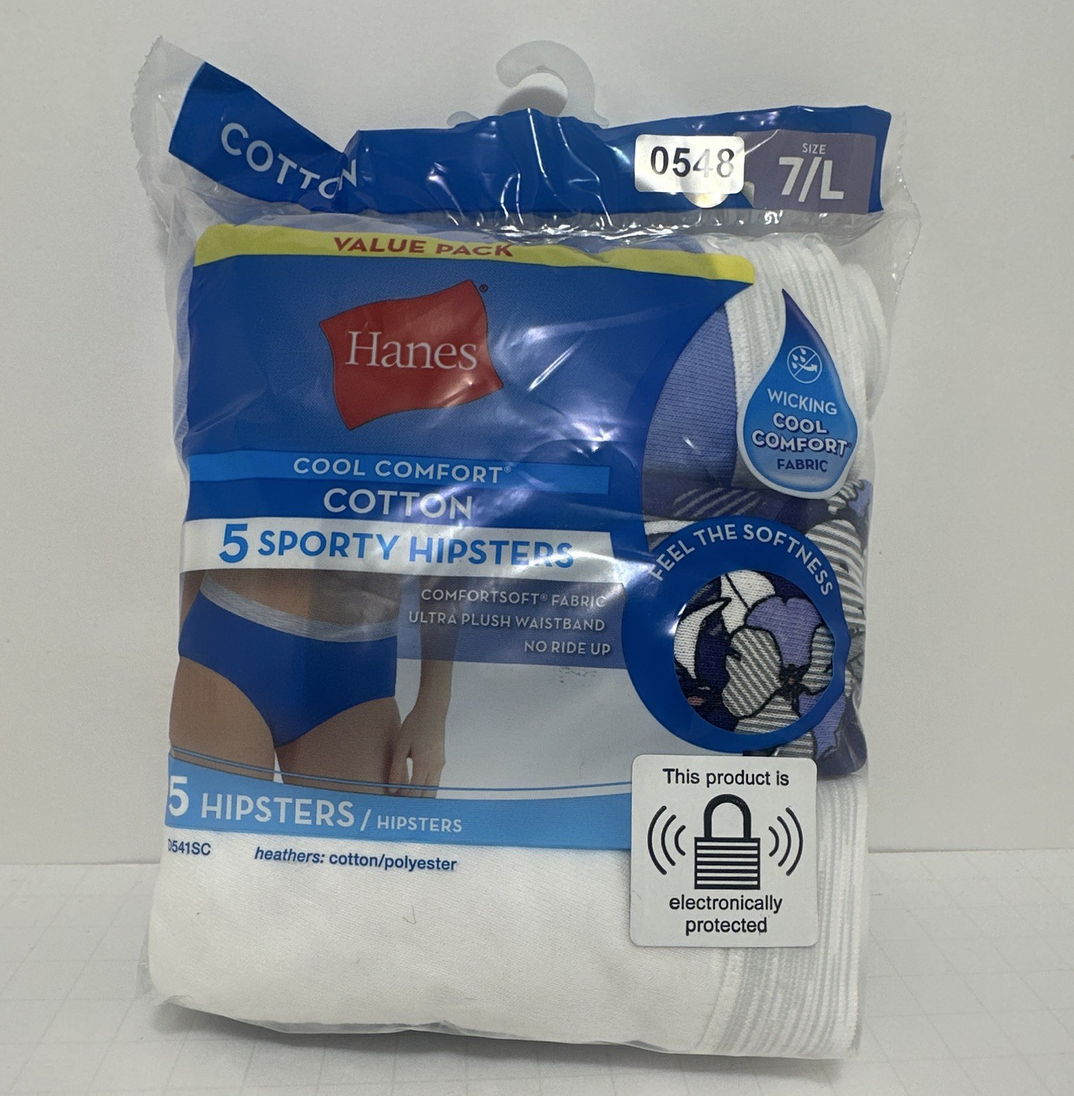 Hanes Cool Comfort Cotton Tagless Moisture Wicking Hipster Panties 5 Pack 7/L