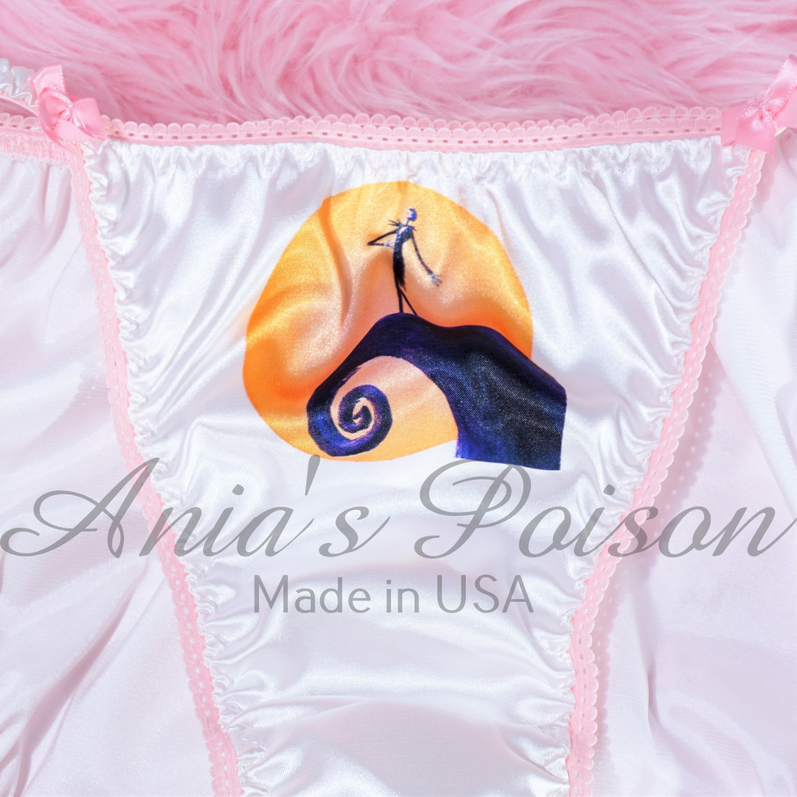 SATIN sissy Halloween Nightmare Jack Skeleton Ladies/MENS string bikini Panties