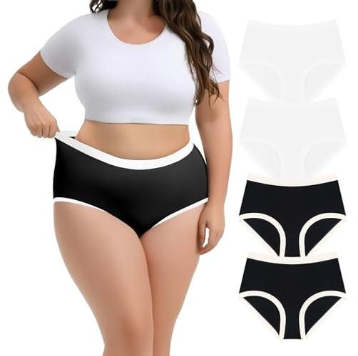 Womens Plus Size Seamless Underwear High Waisted Ladies 3X Multi1 (4 Pack)