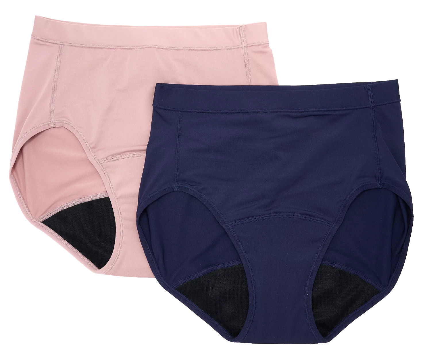 Breezies~Set of 2~Leak Proof Hi-Cut Briefs~Small~Navy/Mauve~A508656 12716