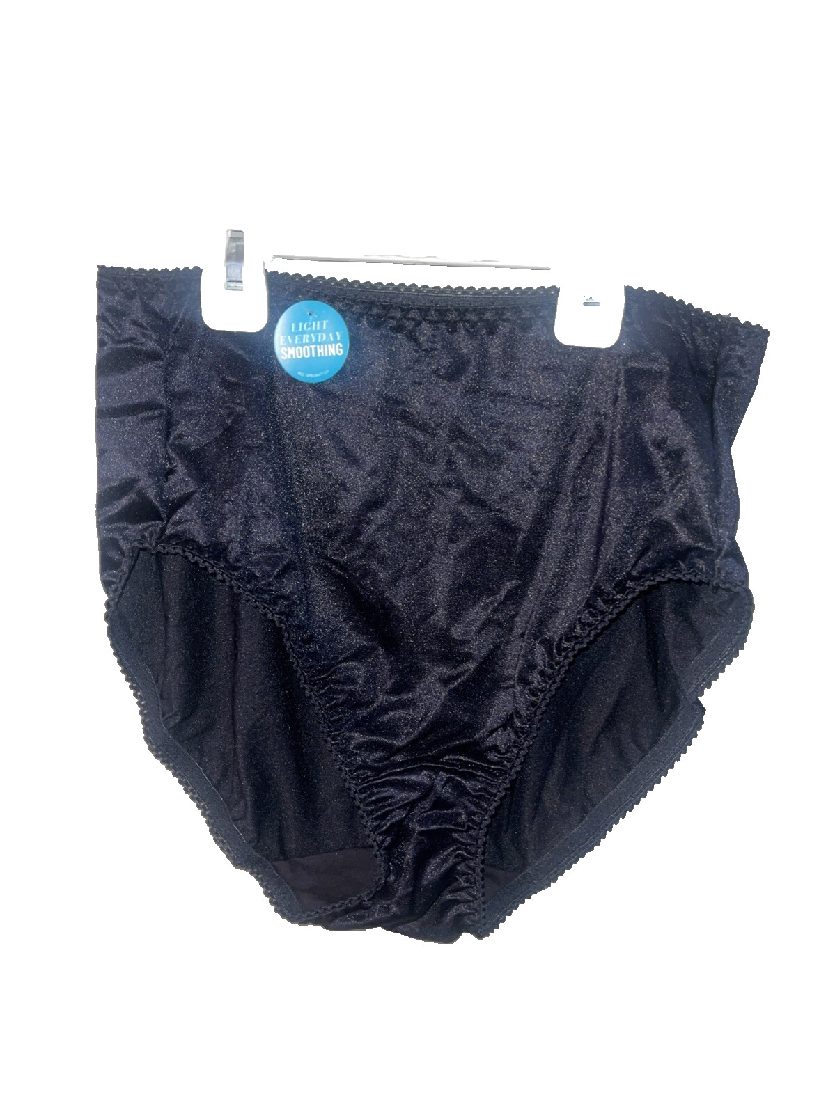 NWT Vanity Fair Control Brief Panty Black Satin Sissy Shaping Full Coverage 2X