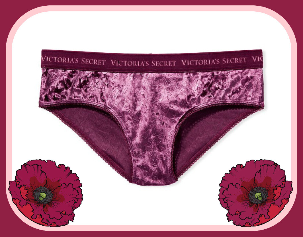 XL Purple RaspBerry FULL VELVET RARE Victorias Secret LOGO Heart Hiphugger Panty