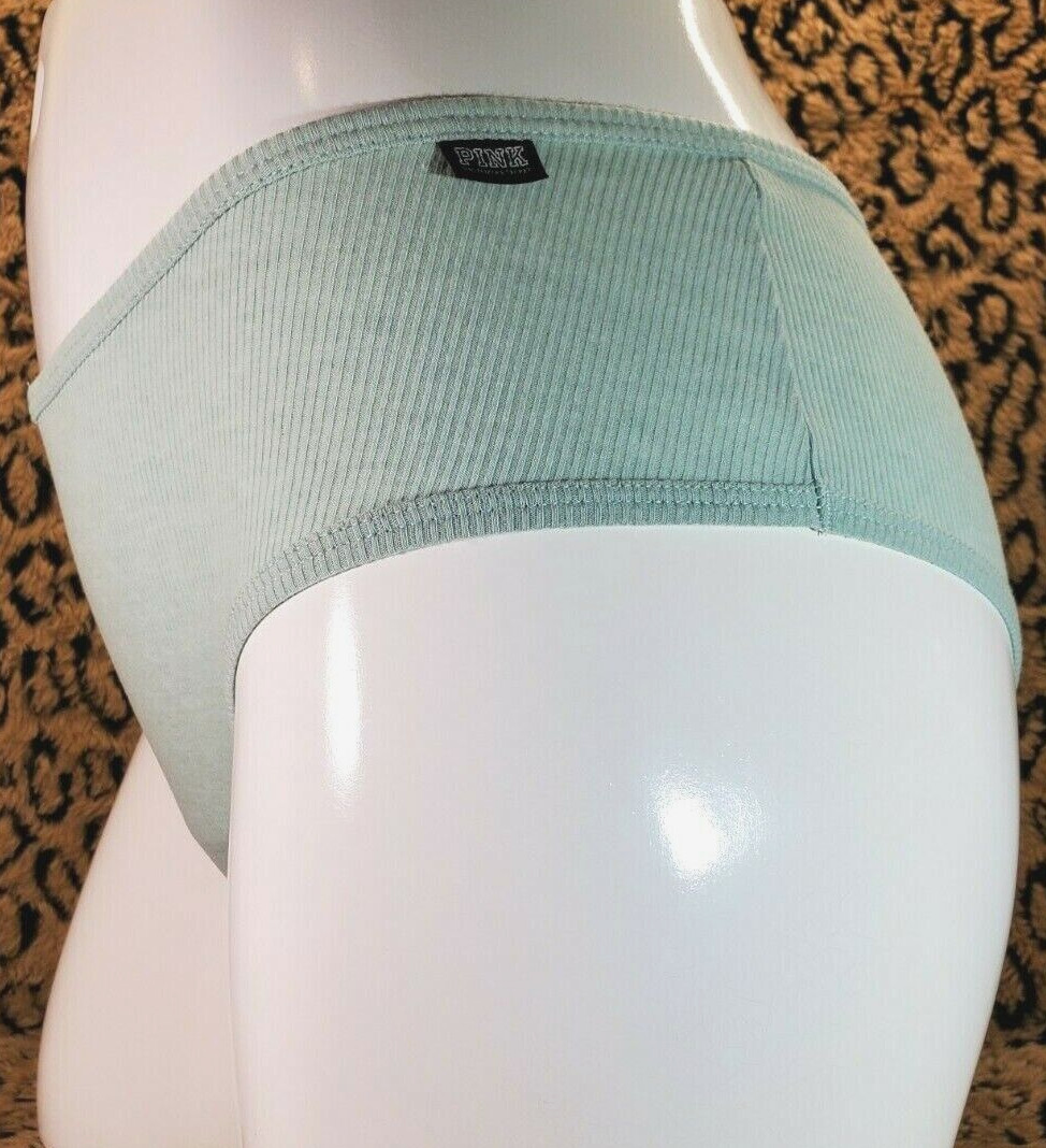 Victoria’s Secret Pink Logo Light Green Pleated Cheeky Cheekster Panty M Sexy