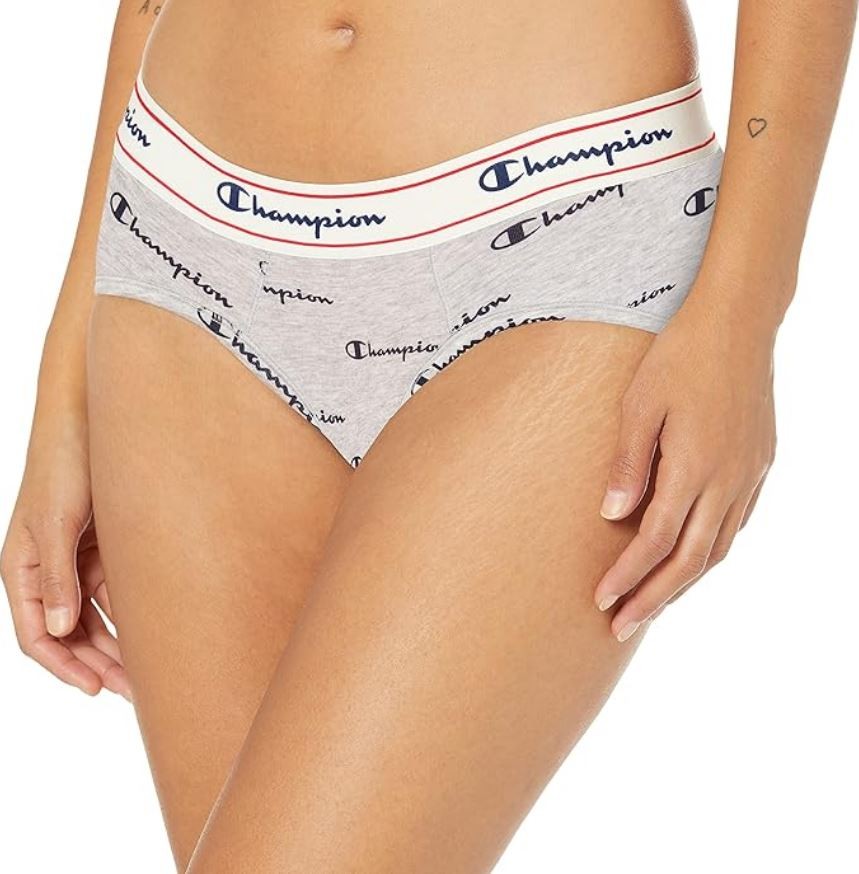 Champion Women’s Heritage Stretch Cotton Hipster Underwear, Grey, Large
