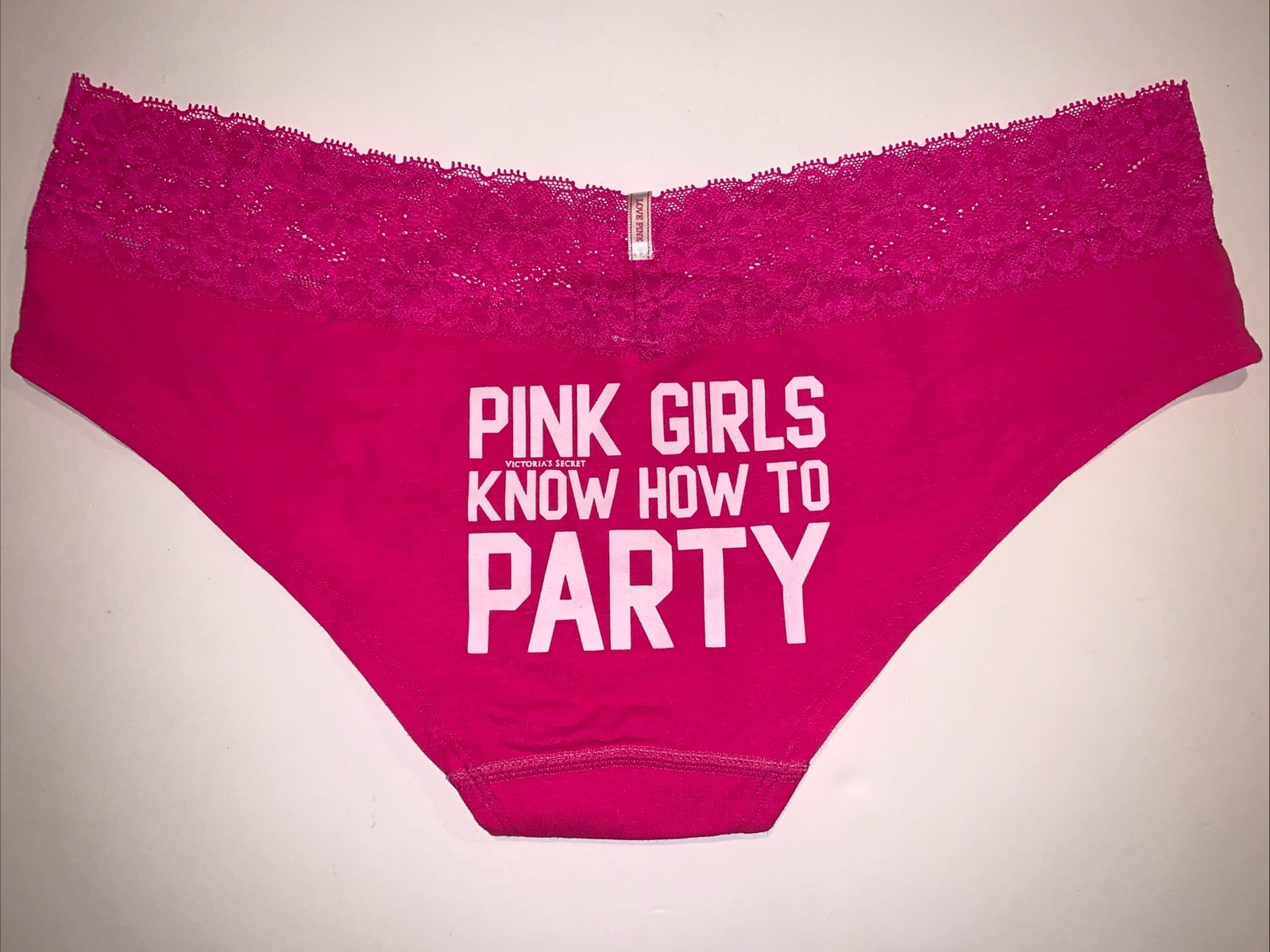 Victoria’s Secret PINK Girls Know How To Party Extra-Low-Rise Large Hipster NWOT