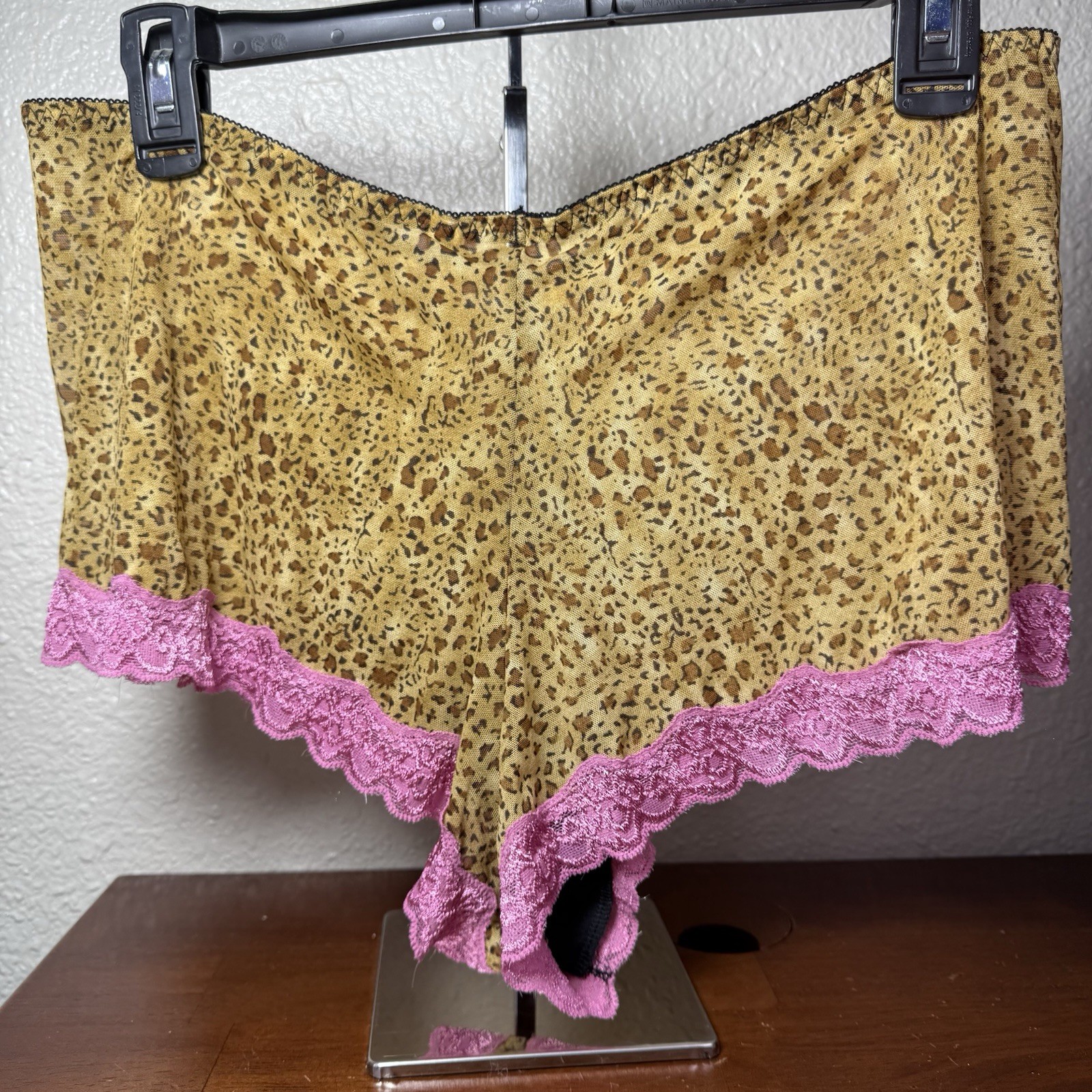 Cacique Animal Print Boyshort Panty Pink Lace Trim New W/ Tags 22/24 Cheeky