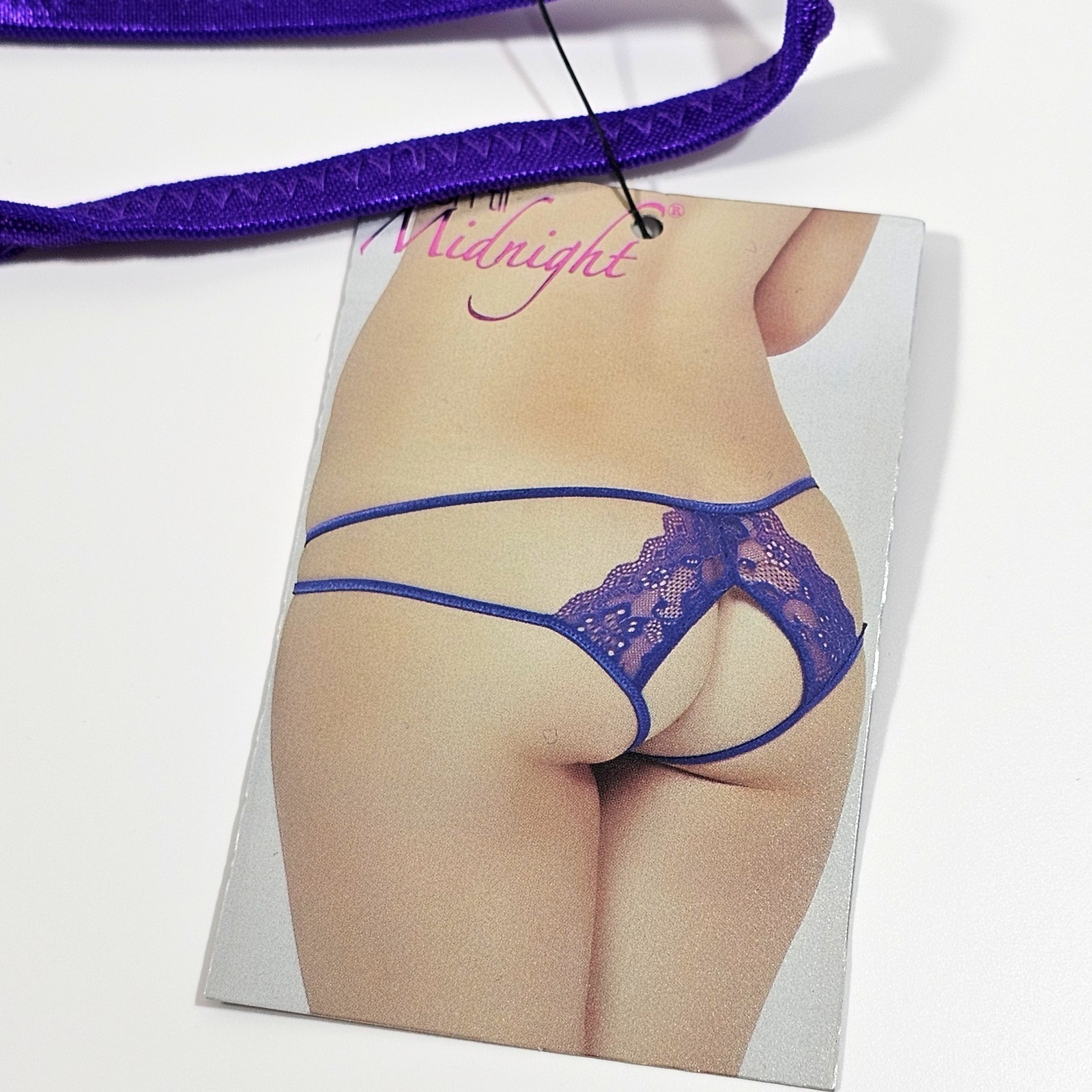 Seven ‘Til Midnight Purple Strappy Lace Open Back Panty Size XL