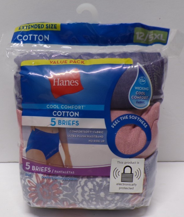 Hanes 5 Pack Women’s Briefs Panties Wicking Cool Comfort Assorted Colors 12/5XL