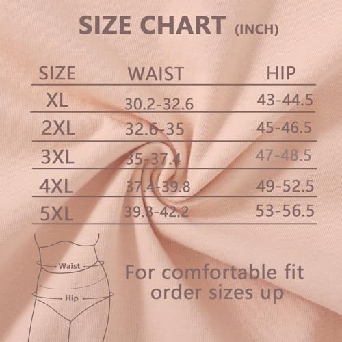 Womens Underwear Cotton Plus Size Briefs XL-5XL X-Large 6 Pack Multicolor