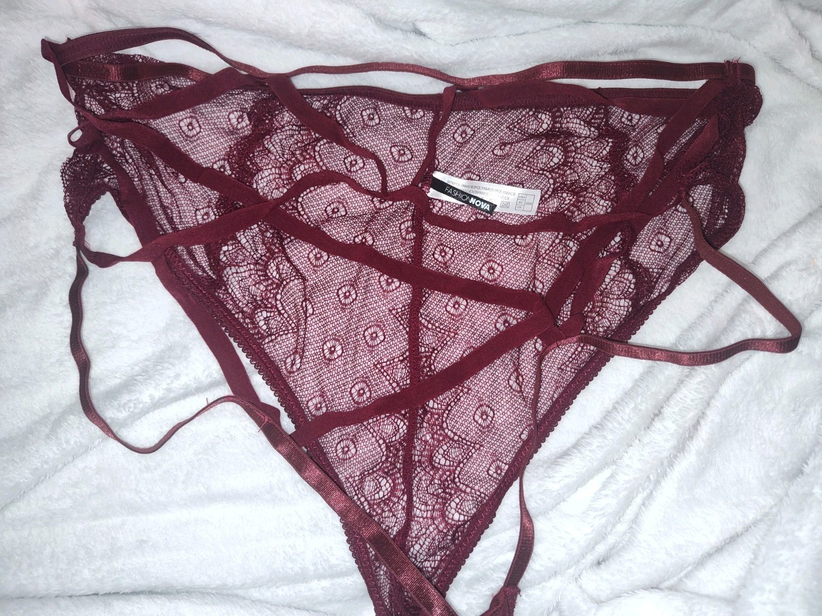 Wine Queen Size Sexy Caged Backless Panty