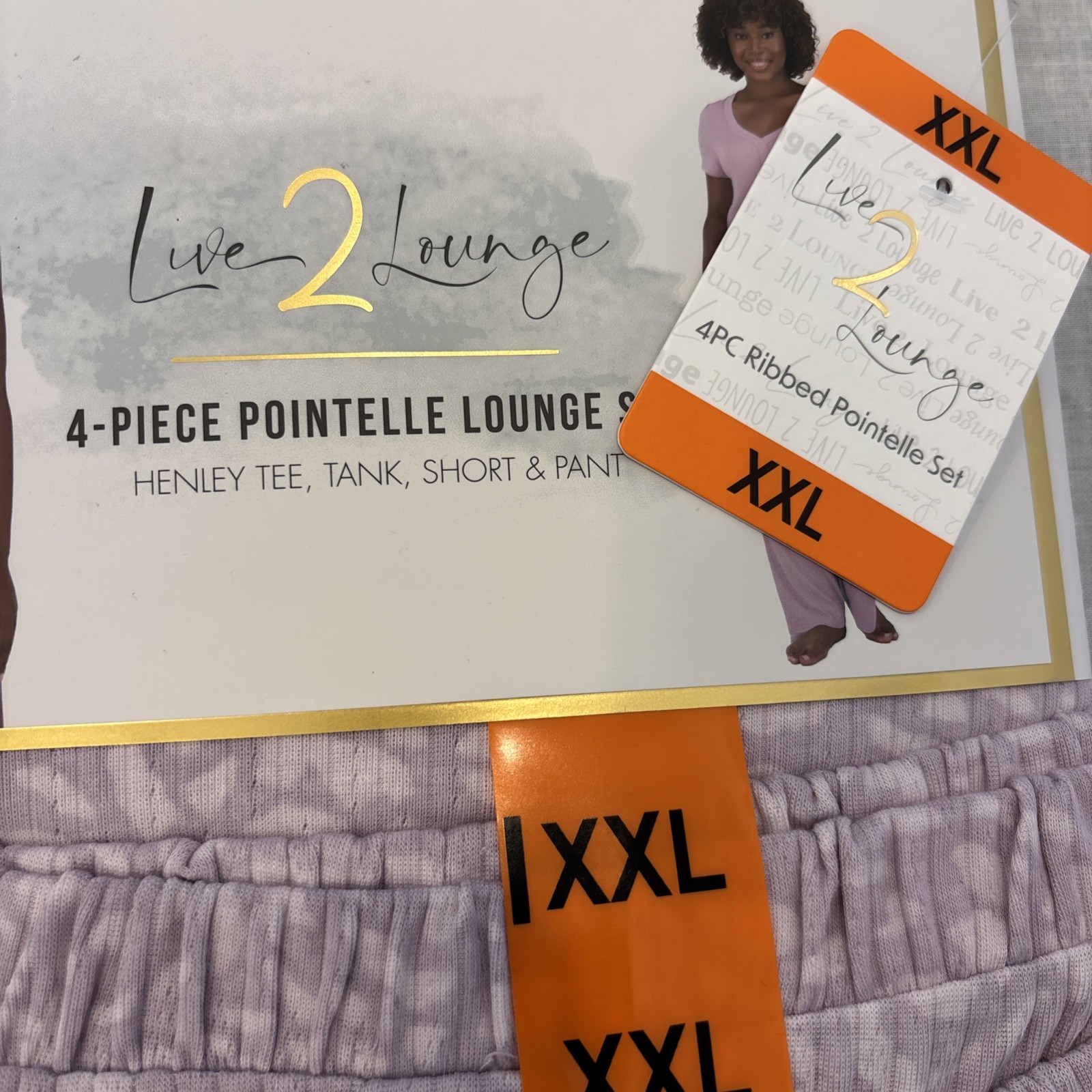 Live2Lounge Women’s 4‑Piece Pointelle Pajama Lounge Set Purple XXL NWT Fast Ship
