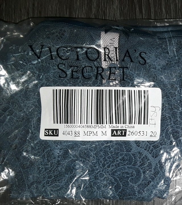 VS DREAM ANGELS Lace string itsy Panty BRAND NEW SIZE medium blue storm