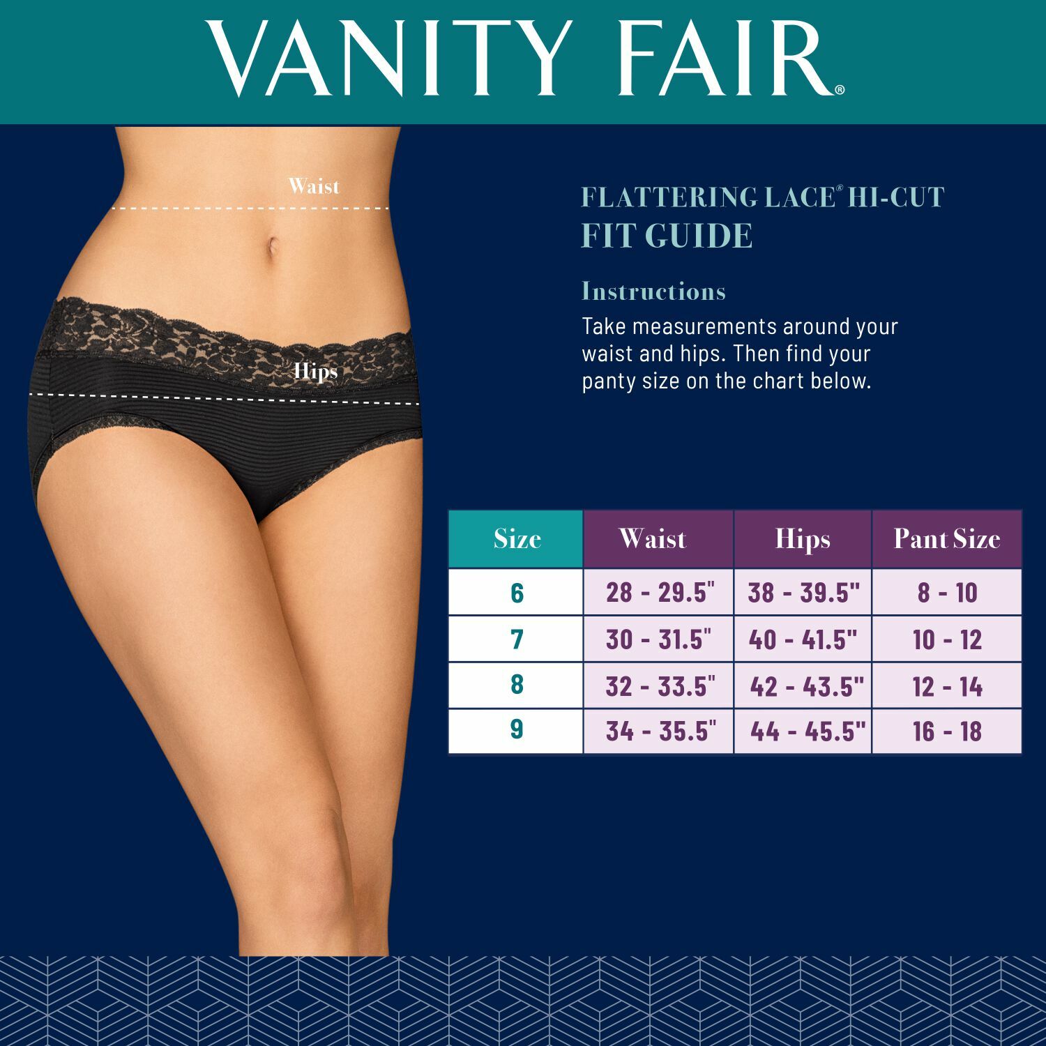 Vanity Fair Flattering Lace Peach Sorbet Hi-Cut Brief Size 8/XL