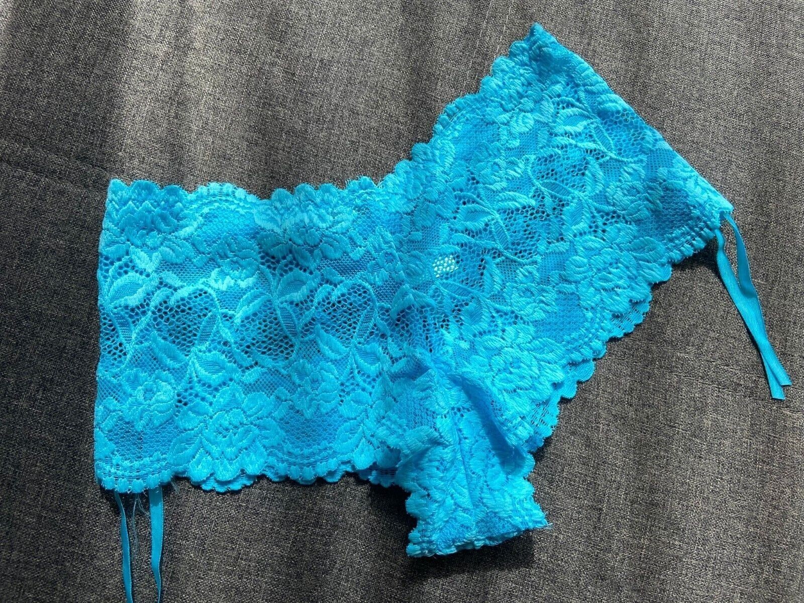 Ladies sexy blue lace french shorts boxers panties underwear lingerie size 10