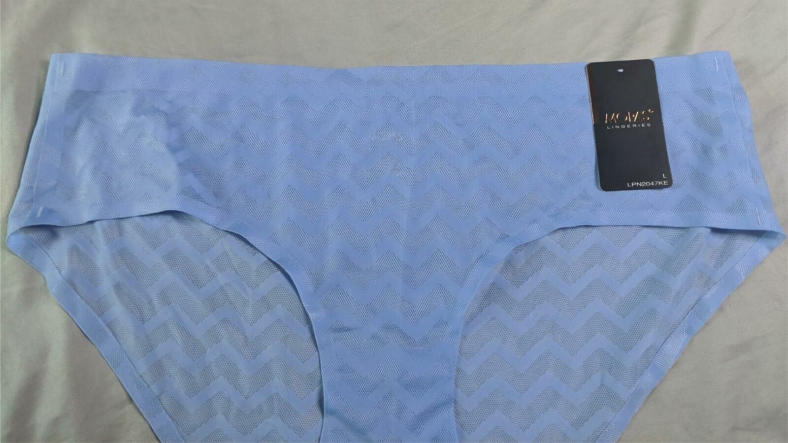 Mopas Women’s Mesh Chevron Print No Show Bikini Panty LPN2047KE BF5 Purple Large