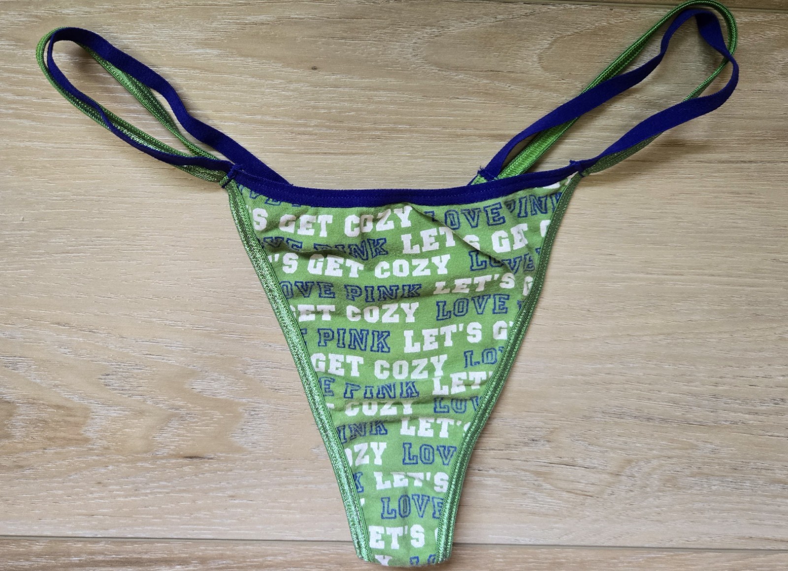 Vintage Victoria’s Secret PINK Cotton Graphics Low Double String Thong Panties S