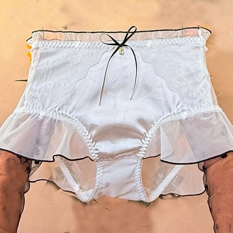 Oversize Womens Sweet Sheer Panties Briefs Princess Ruffles Underwear Underpants