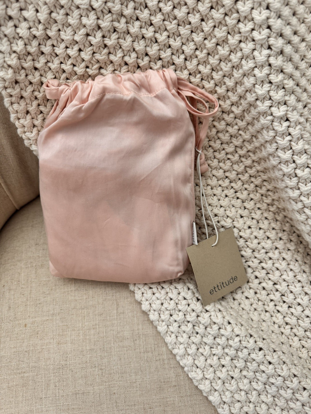 Ettitude Sateen Shortie Rose Pink 100% Bamboo, Size small With Pouch