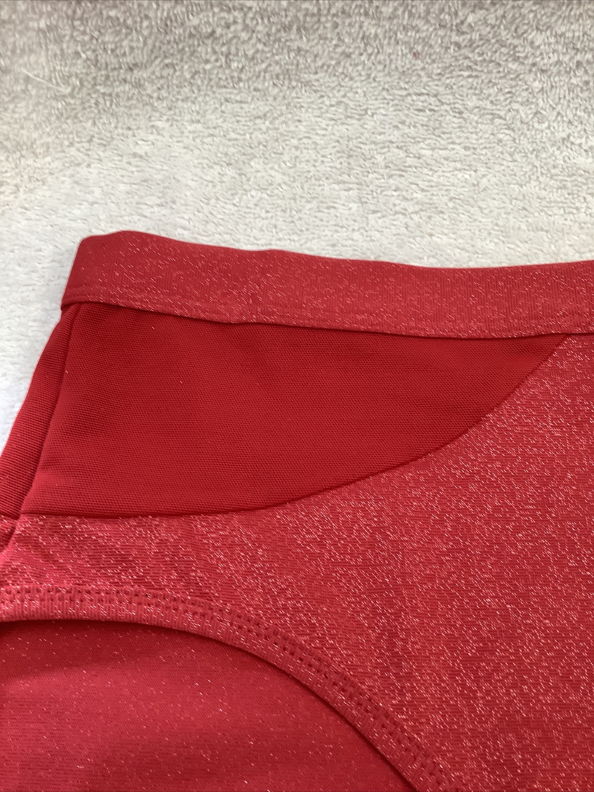 MODERN MOVEMENT RED & GOLD PANTIES 80% NYLON 10% SPANDEX 10% METALLIC W/ MESH