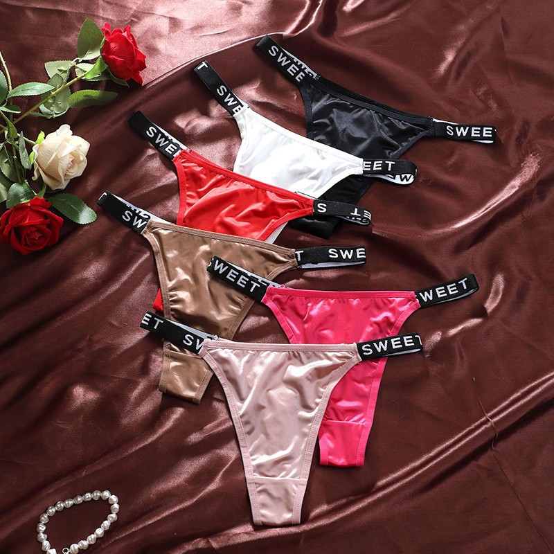 6 Pack Lot Sexy Womens Satin Panties Thongs Underwear Bikinis Lingerie Briefs
