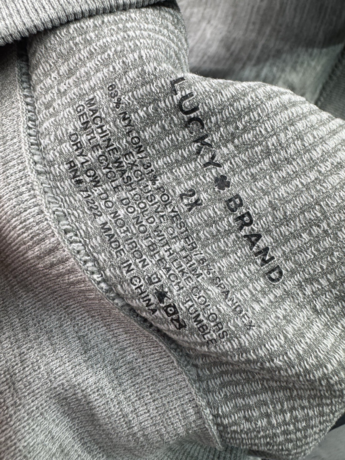 Lucky Brand Ribbed Bralette Womens 2X Gray Stretch Lounge Comfort Crop Top