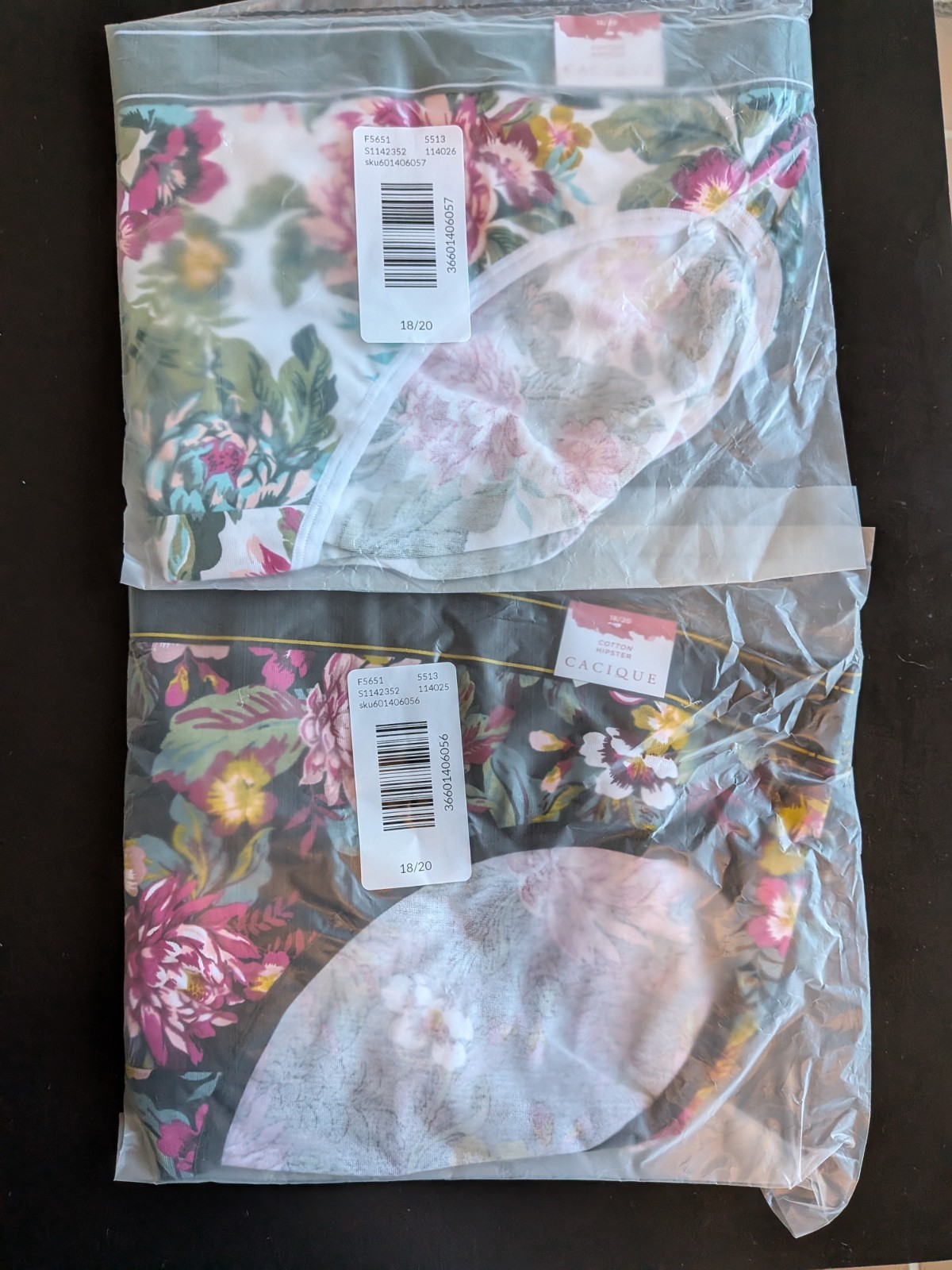 Lane Bryant Set 2 Light/Dark Floral Wide Band Cotton Hipsters NEW