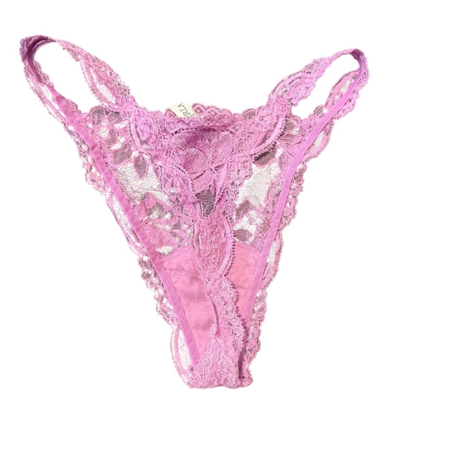 La Perla size 2 US 8 lavender lace thong designer lingerie coquette high v waist