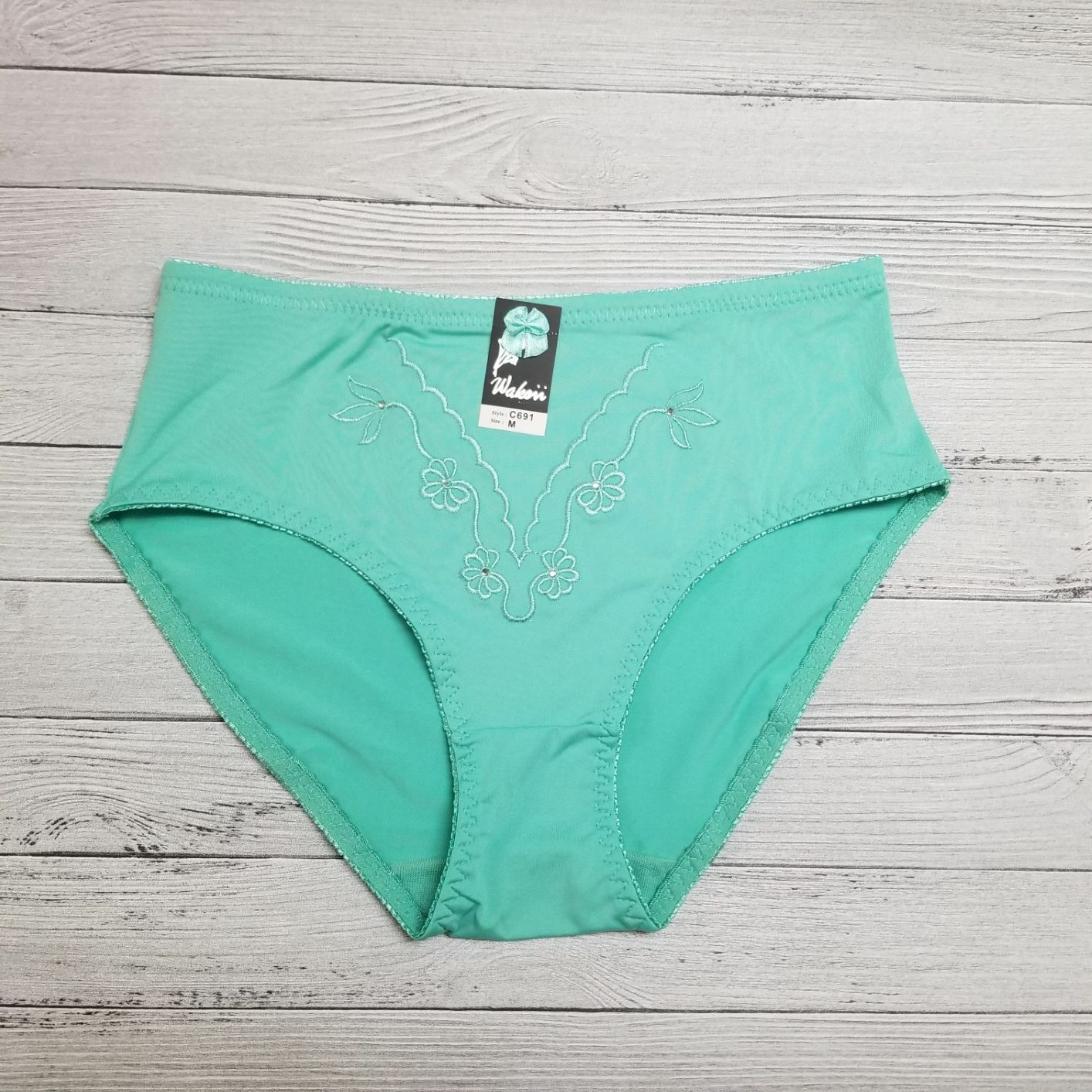 Women High Cut Full Seat Coverage Nylon Embroidery Bikini Brief panty Underwear