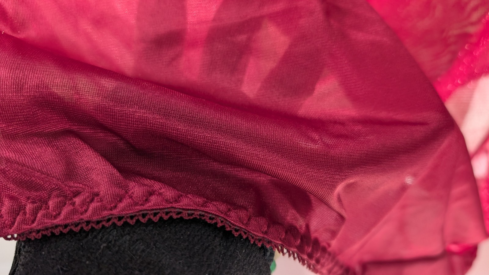 2 pr CONTESSA 100% Nylon Brief Panties Lace Floral Applique Sz 12 Burgundy NWOT
