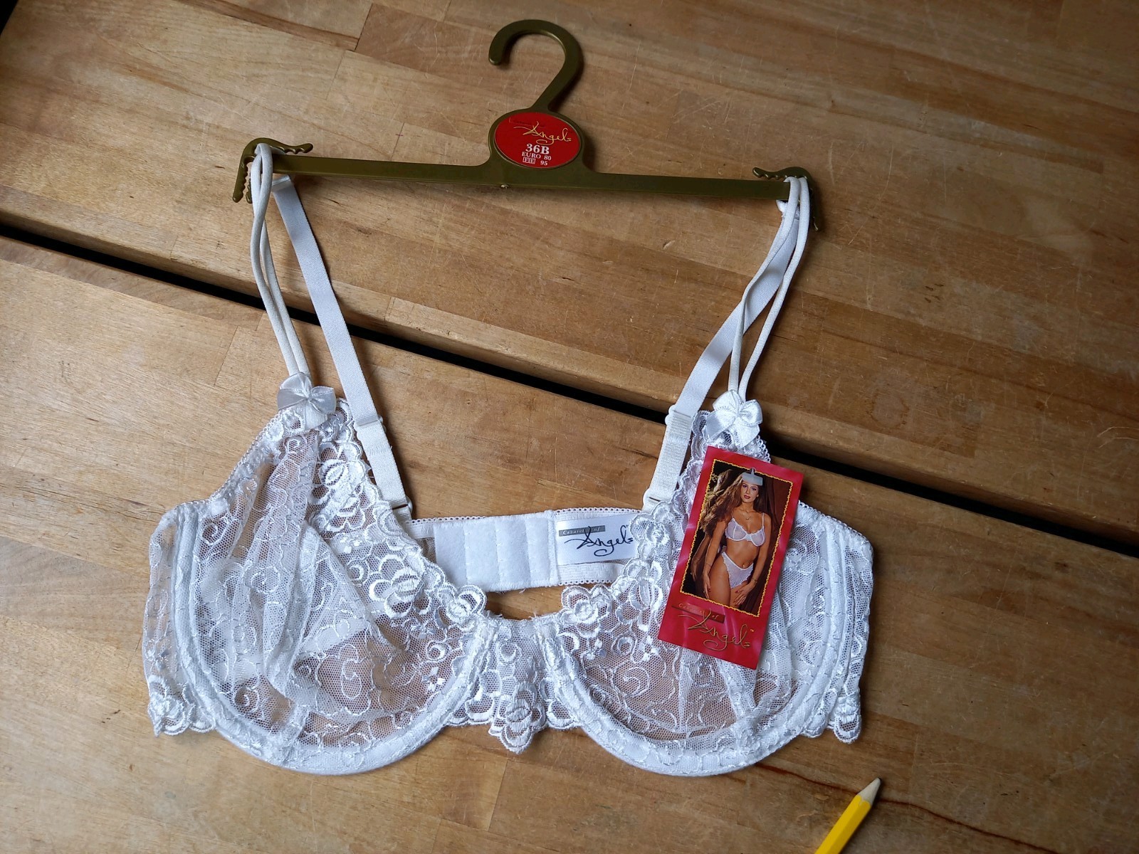 PETER STRINGFELLOWS ANGELS White Lace Twin String Straps Underwired 36B BRANDNEW
