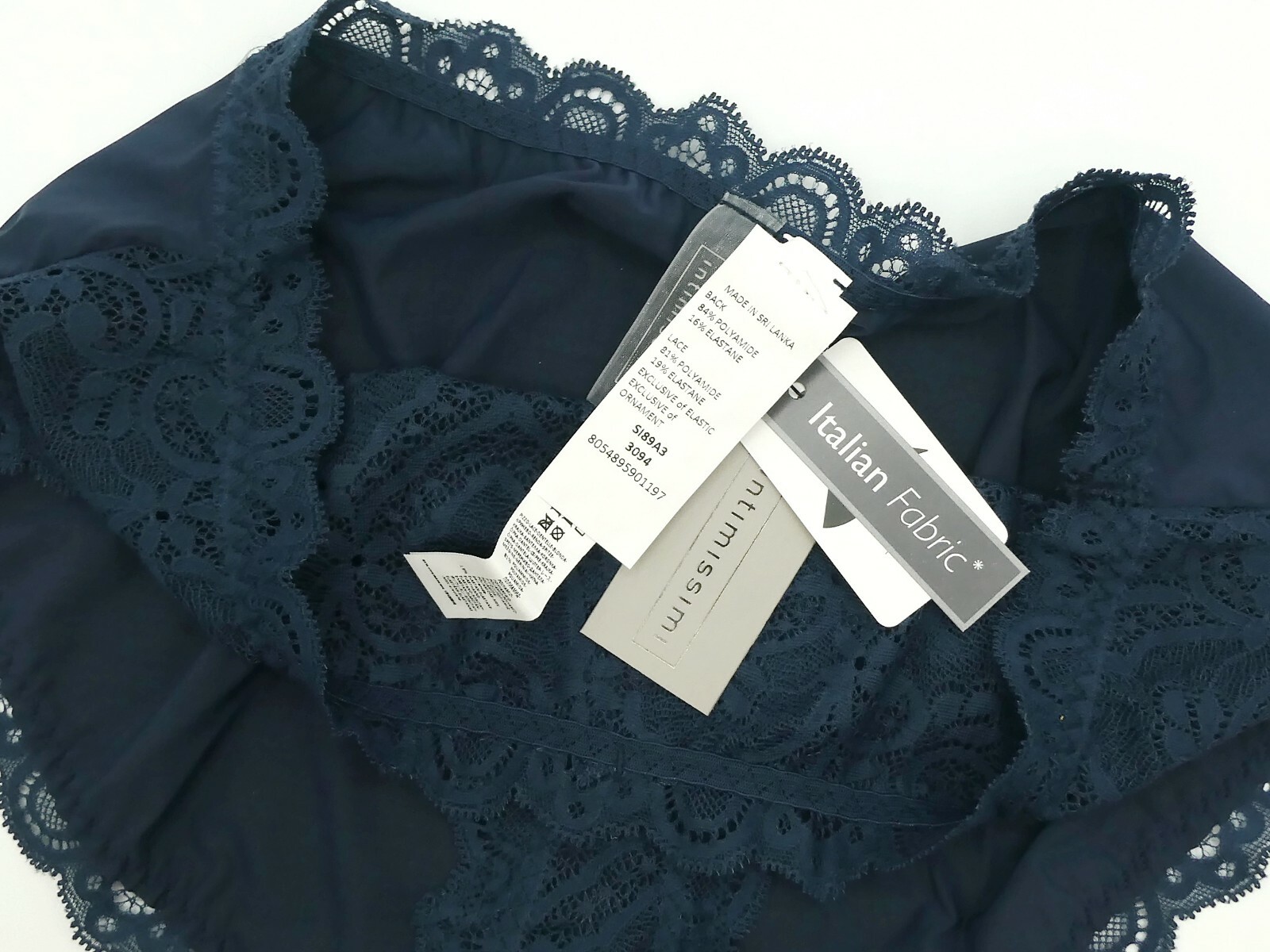 Intimissimi Lace & Microfiber Brief Panties in Blue Ink Sz: S New w/Tags