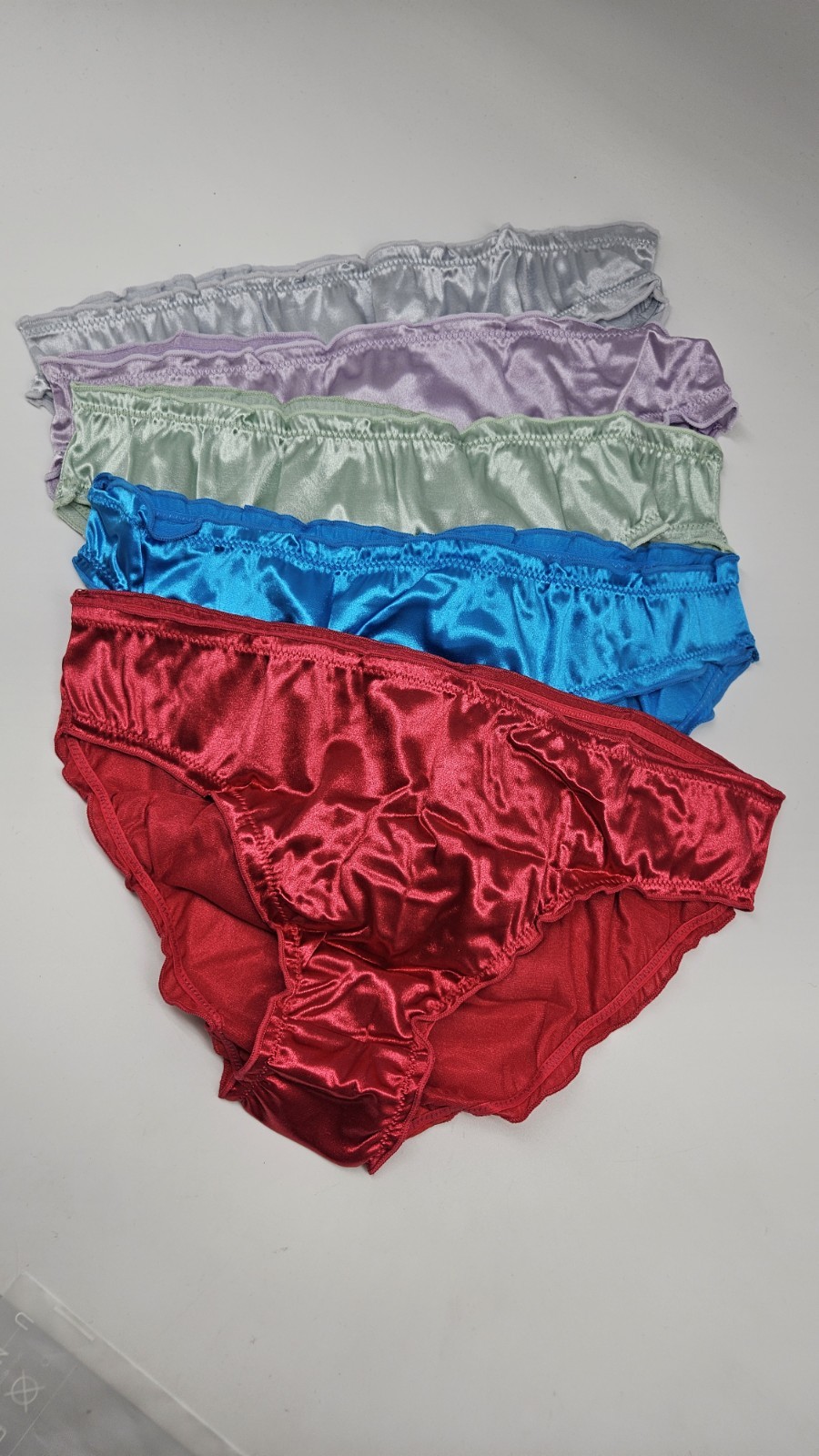 5 Pack Satin Silky Stretch Bikini Women’s S M L XL Blue Green Purple Gray Red