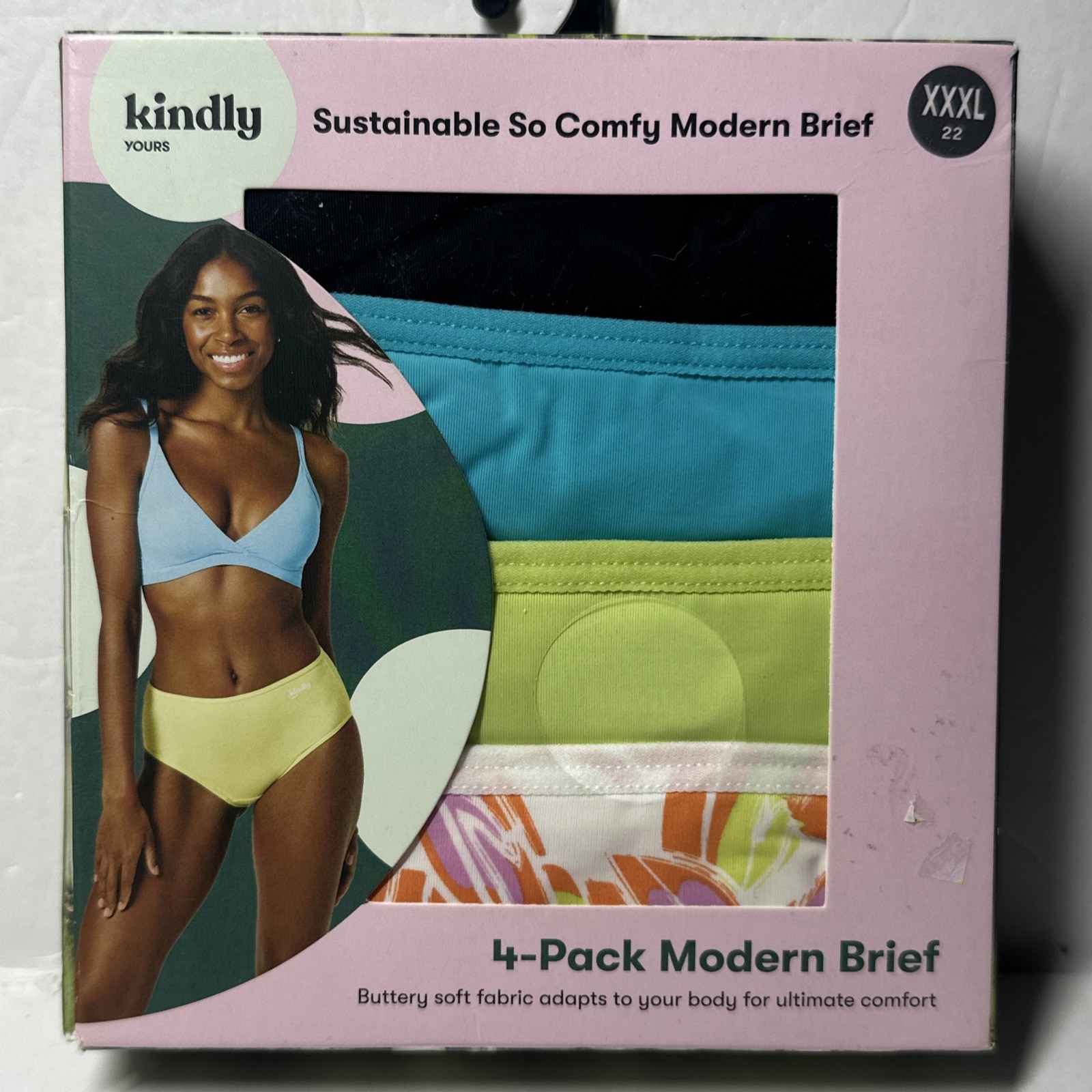 Kindly Yours So Comfy Brief Underwear 4-Pack 3XL (22)Floral,Green,Blue,Black