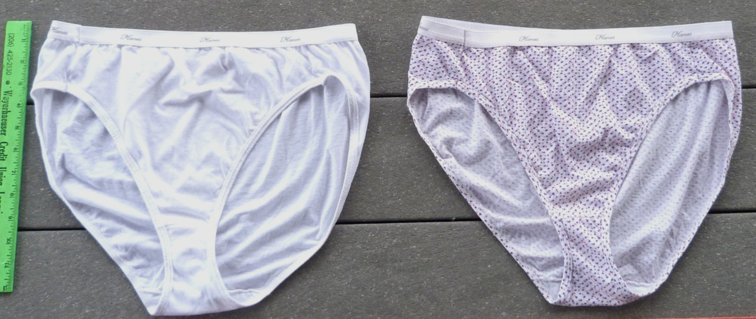 Hanes 2 Pairs High-Cut Leg Panties White & Pink + Blue Polka Dots Women size 9