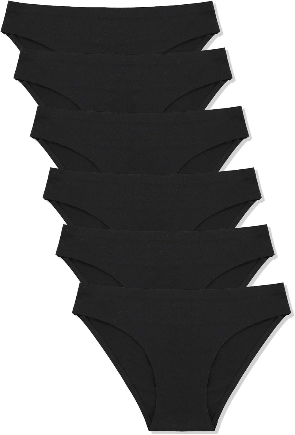 6 Pack Women’s Seamless Hipster No Show Underwear Soft Stretch Bikini Briefs