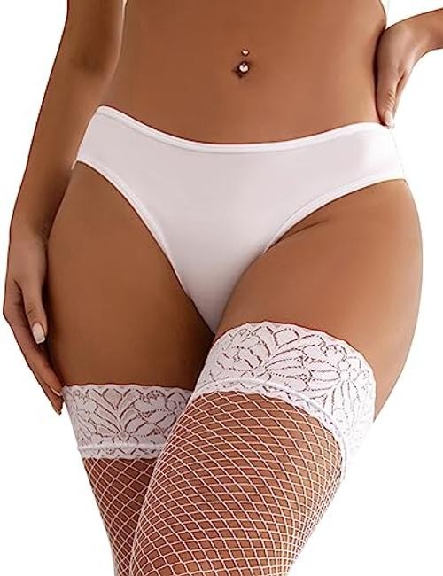 Women’s Sexy Thong Panties Lace Tangas Plus Size X-Large-XX-Large 1pcs-white