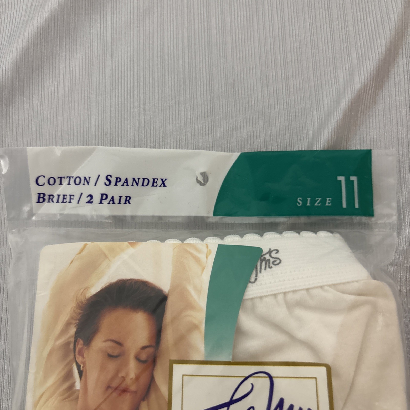Just My Size Size 11 White Cotton Stretch Brief Panties Underwear 2 Pairs New