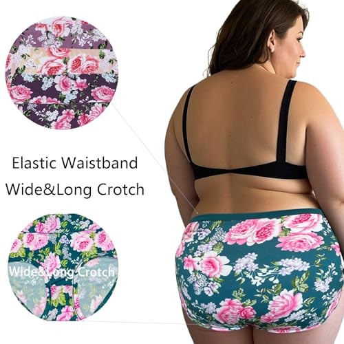 Women’s Underwear Plus Size XL-6XL Panties Briefs High 4X-Large 6pcs Dh-green