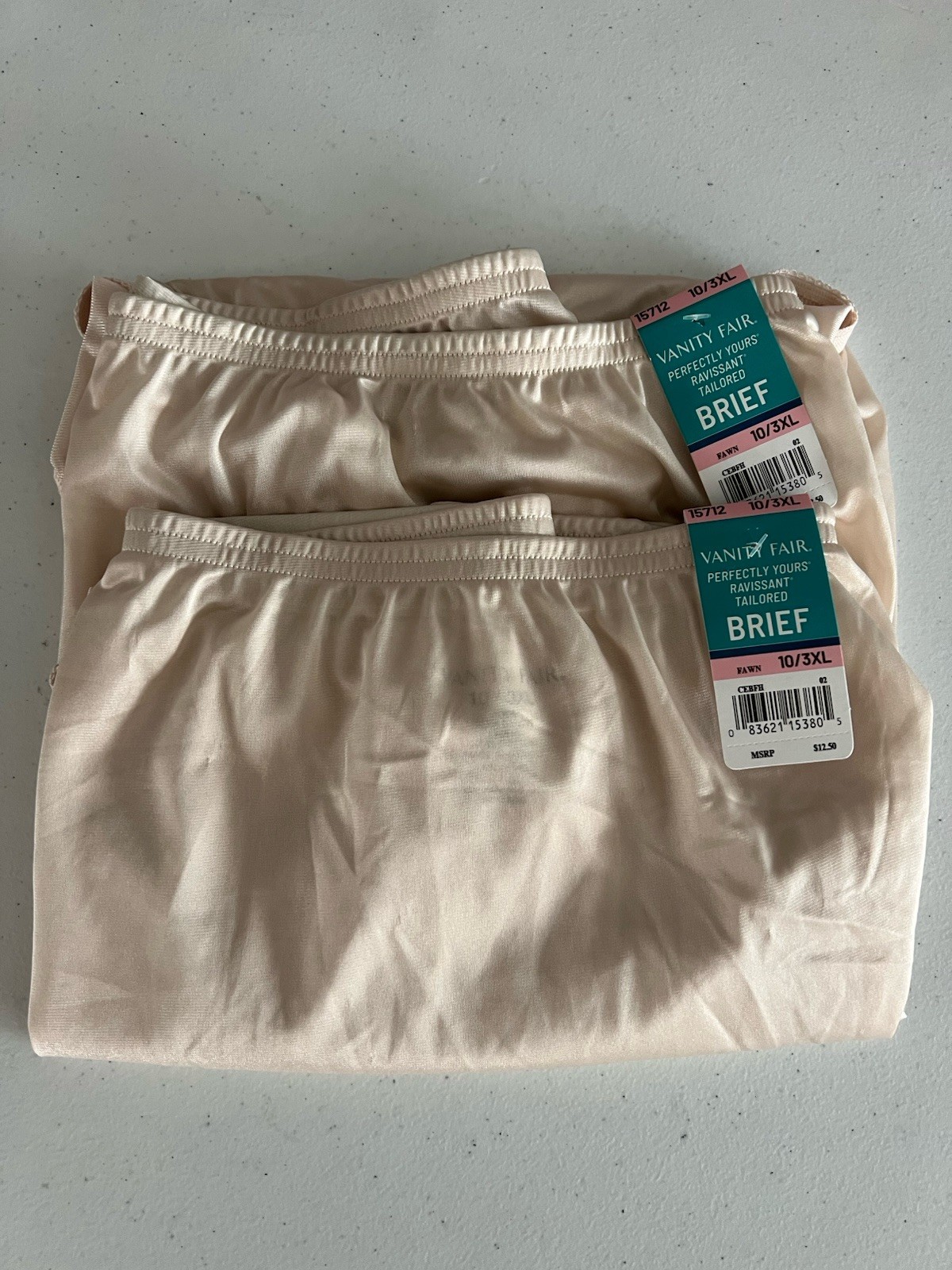 Vanity Fair Perfectly Yours Ravissant Tailored Brief 15712 Fawn 3XL Lot Of 2