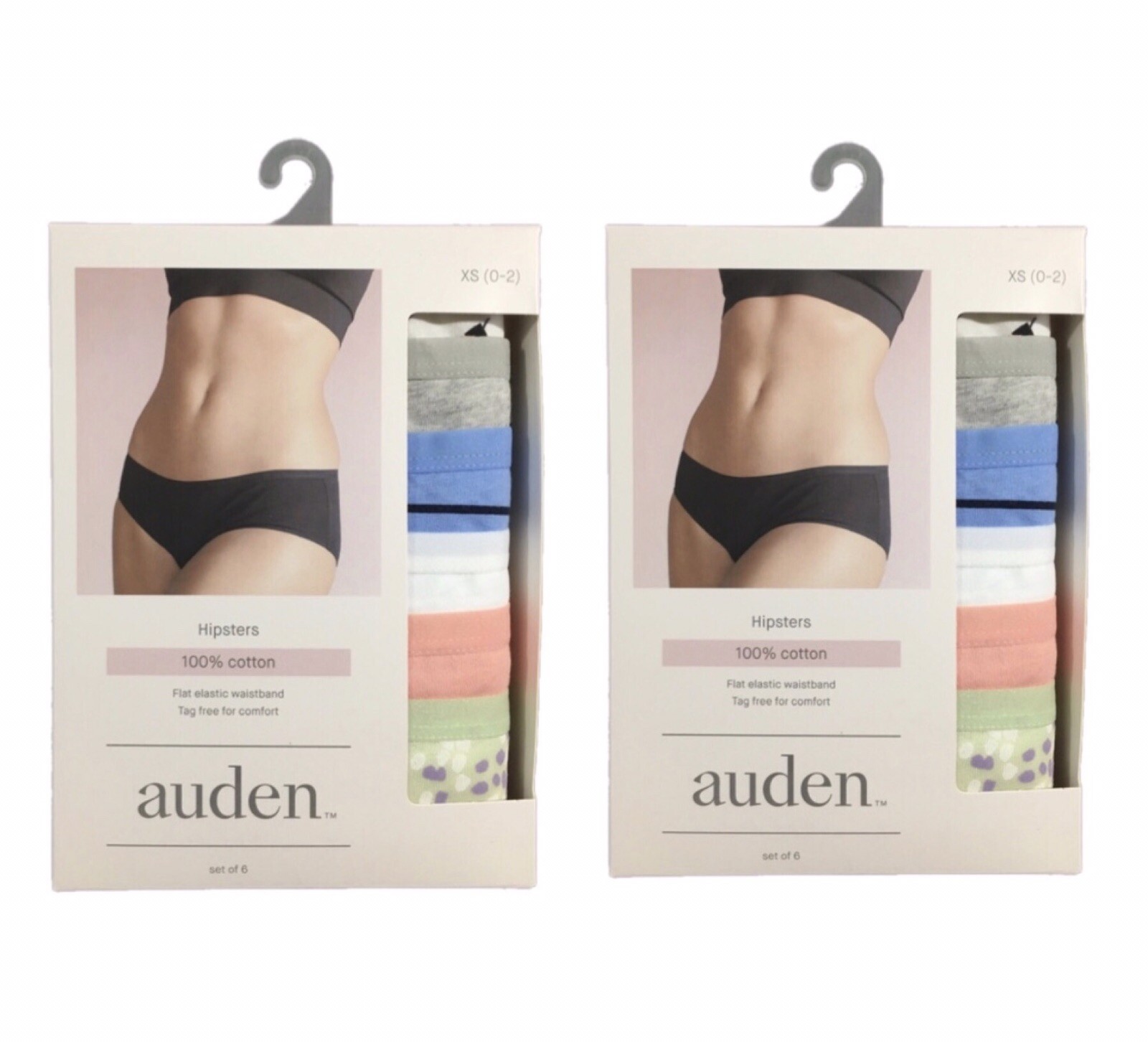 2 Packs Auden Womens Hipster Panties 6 Count Tag Free – Size XS(0-2)