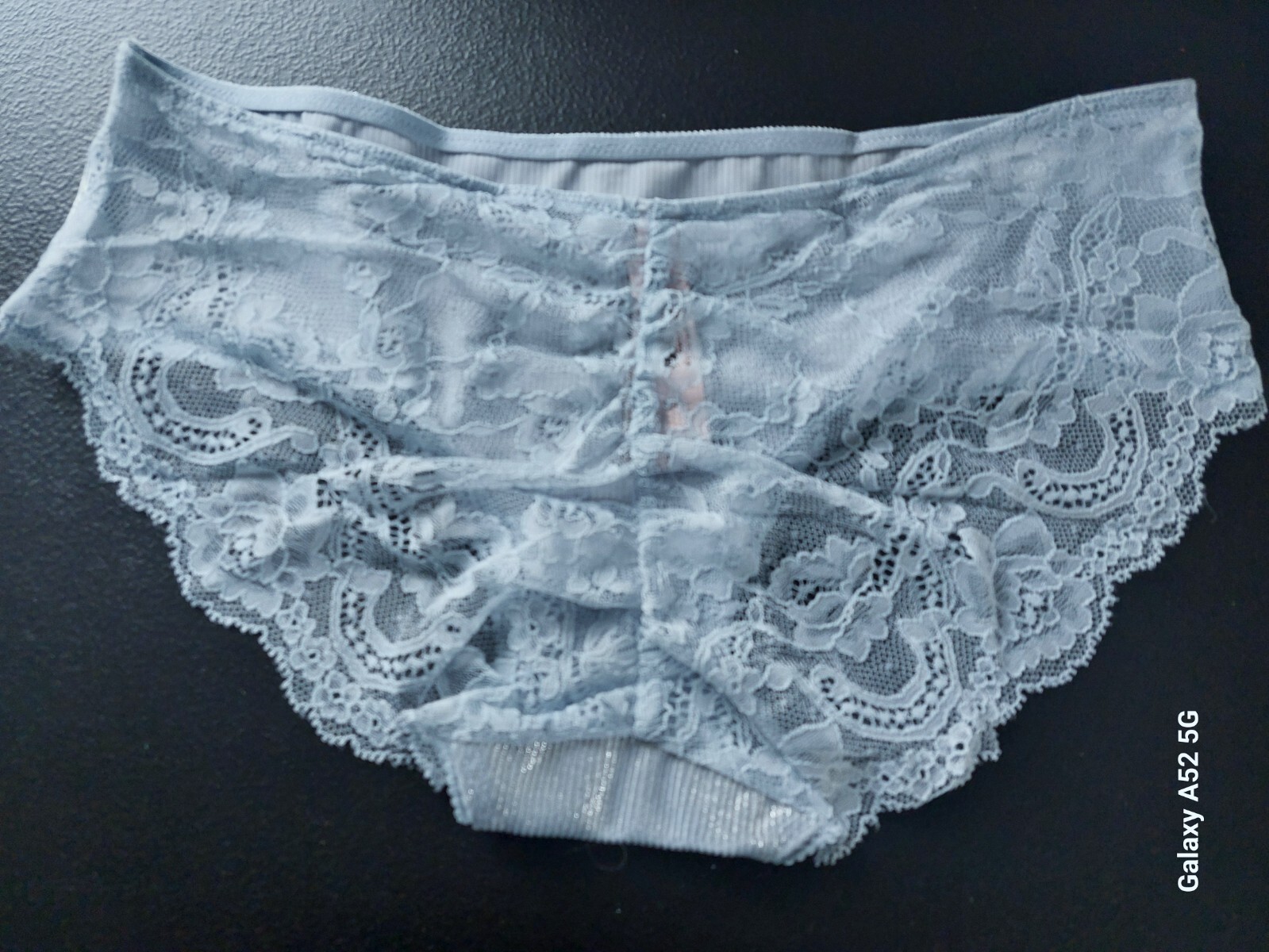 NWT Victoria’s Secret Blue Sparkle Ribbed Lace Back Cheeky Panty Medium (1266)