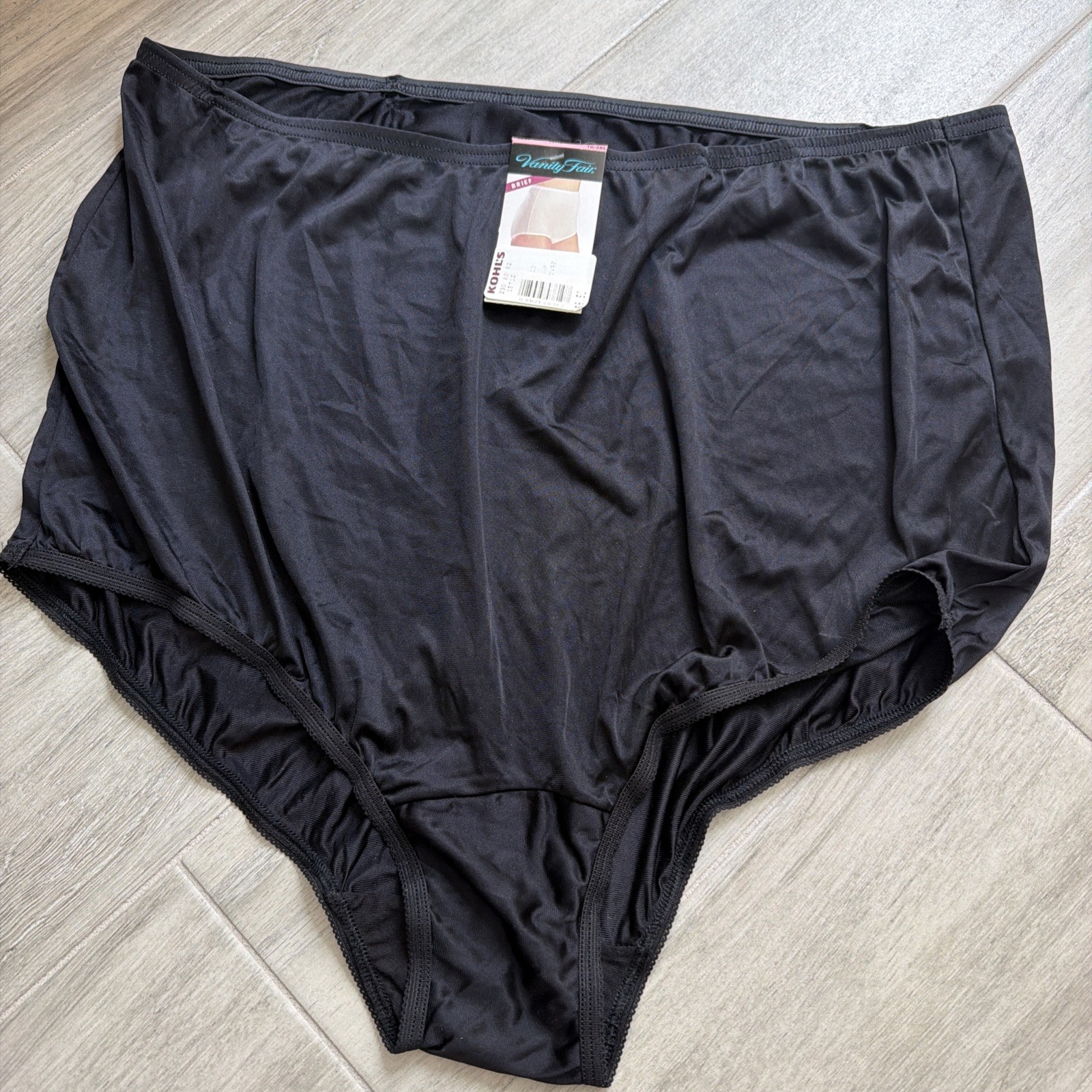 Vanity Fair 100% Nylon Brief Panties 15712 Black & Beige Size 10/3XL NWT NOS